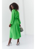 Elegant dress with a pleated bottom, green 70120 - Online store - Boutique